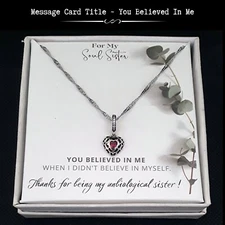 For Unbiological / Soul Sister - Vintage Style Pink Heart Charm - Message Card