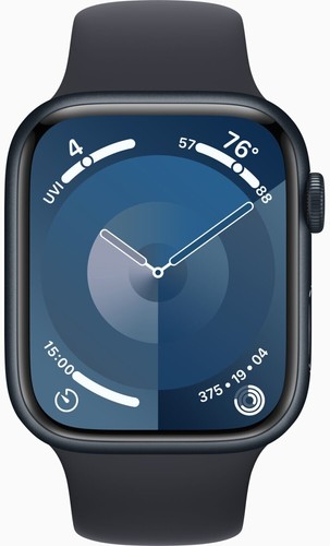 Apple Watch 9 Cell Alu Midnight 45mm A2984, Black Silicon Band, NEU Sonstige - Afbeelding 2 van 3