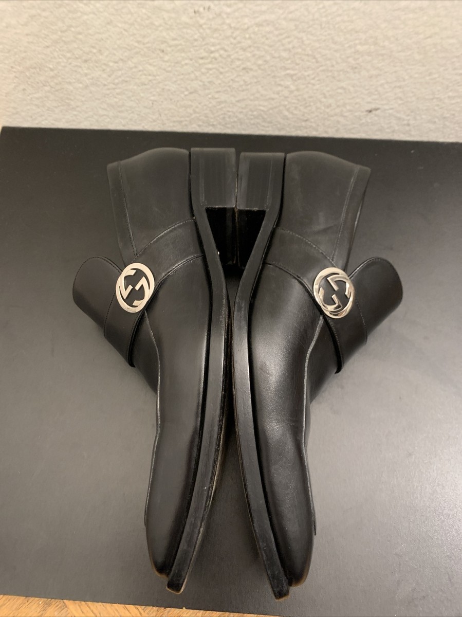 Authentic Black Gucci 114416 GG Leather Moccasi Lifford