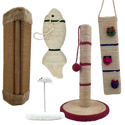 5 Cat TOYS Scratchers Post Corner Tether Ball Wall Hanging Mouse Fun Sisal  Rope 739601443847| eBay