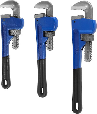 HOIGON 3 Piece Heavy Duty Plumbers Pipe Wrench Set, 8'' 10'' 14'' Heat Treated Adju