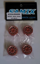 Samix SCX24 Aluminum 1.0" Wheel Set ~ RED (4) ~ SAMSCX24-6069-RD ~ NIP NOS