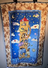 Noah's Ark Baby Nursery Wall Hanging Quilt Colorful Animals 51"x32  
