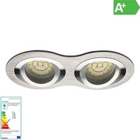 2Er Einbaurahmen MR16/GU10 Rund/Schwenkbar Seidy 2X 80Mm Da Aluminium GebüRstet