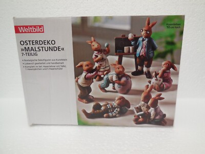 7er Set Osterkaninchen ~ Figuren aus Kunststein von Weltbilt, Deutschland