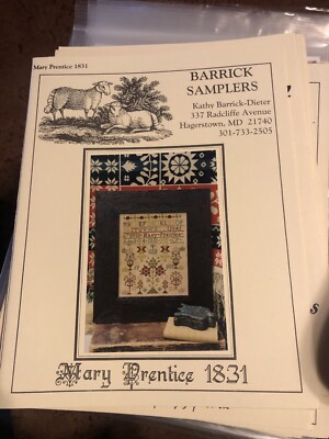2x Kathy Barrick Sampler ~ MARY PRENTICE 1831 & By My Hand - Kreuzstichkarte