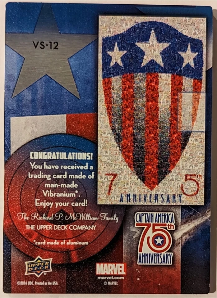 2016 UD Marvel Captain America 75th Anniversary Vibranium Shield Mosaics #VS-12 - Image 2 of 2
