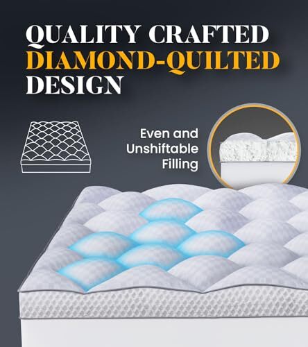 3 Inch Ultra-Fluffy Memory Foam Mattress Topper for Back Pain, Queen White - Picture 6 of 7