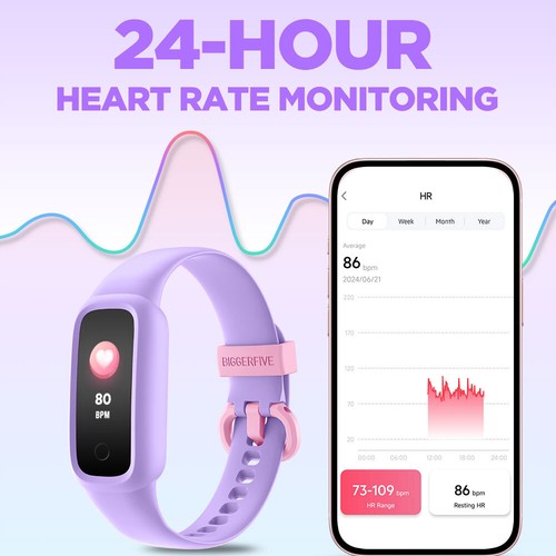 BIGGERFIVE Vigor 2 L Enfants Fitness Tracker Montre pour Garçons Filles Activité Tracker - Photo 15 sur 17