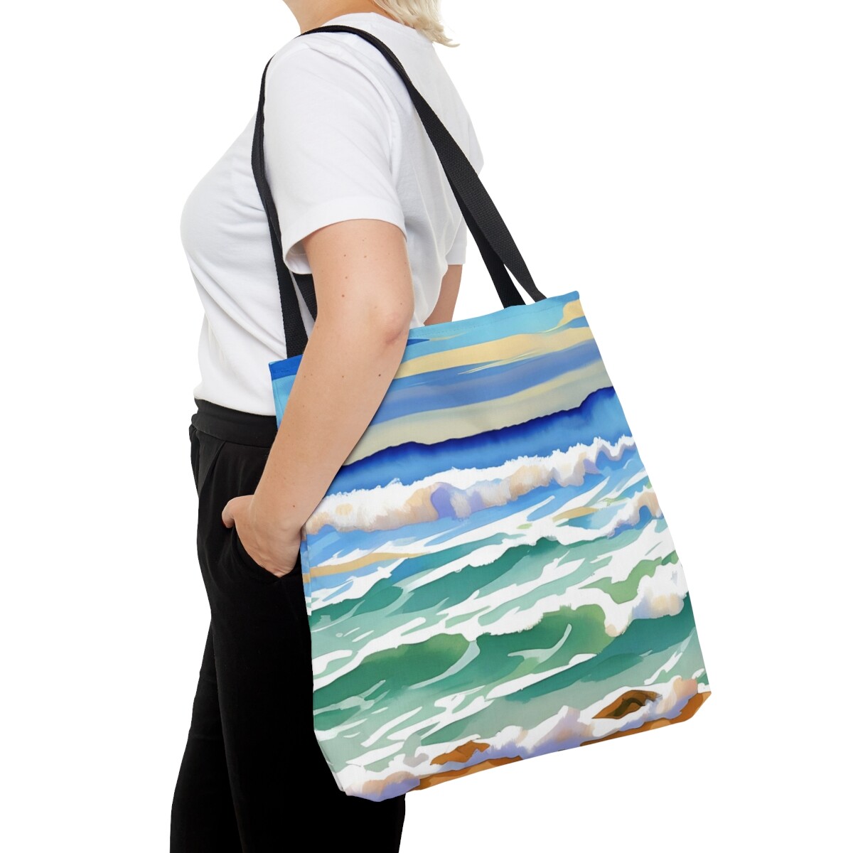 All-Over Print Ocean Beach Tote Bag by L.Dumas - 300 AI Digital Art Design-image