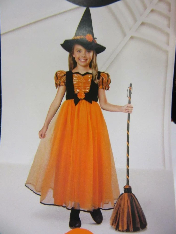Kids' Witch Costume Orange Dress and Hat Hyde and Eek Boutique Size Small 4-6x - Image 4 of 4