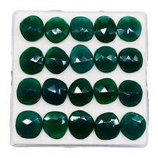 20 Pcs Natural Green Onyx 16-17mm Rose Checker Cut Loose Flat Back Gemstones