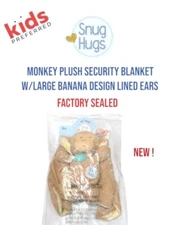 Kids Preferred Snug Hugs Monkey Plush Security Blanket Factory Sealed - New !