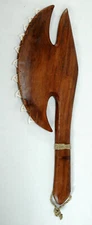 20" Replica Hawaiian Polynesian War Axe Display Weapon with Faux Shark's Teeth
