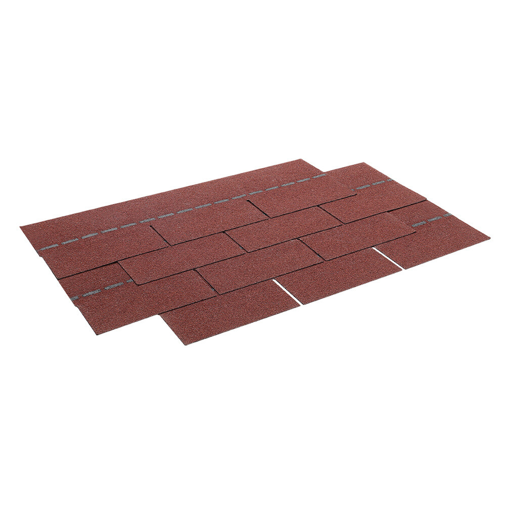 18pcs 3Tab Red Asphalt Shingle Tiles Self Adhesive Felt Roofing