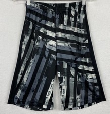 Nike Dri Fit Boys YOUTH L Black Print Basketball Shorts Drawstring 23 x 11 EUC