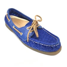 Sperry Top-Sider Boat Shoes Sneakers Womens Size 6.5 Blue Woven Leather Casual