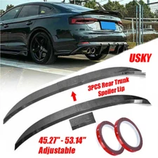 Universal Carbon Fiber Adjustable Rear Trunk Spoiler Lip Roof Tail Wing 45"-53"