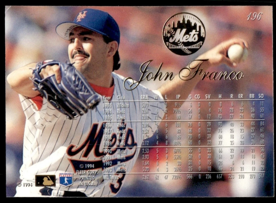 1994 Flair John Franco New York Mets #196 - Image 2 of 2
