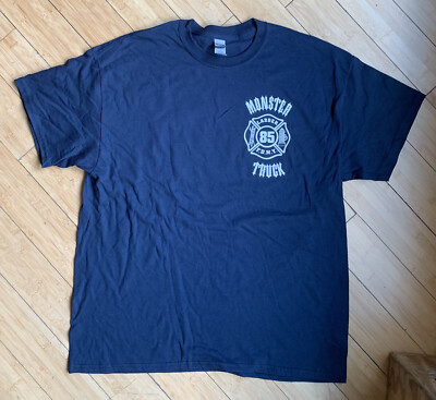 FDNY Navy T-Shirt Ladder Co. 85 ''Monster Truck'' Co. S-M-L-XL-2XL Fire Dept. NYC