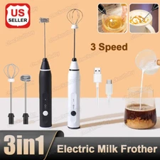 Electric Milk Frother Double Whisk Handheld Coffee Foam Mixer USB Rechargeable