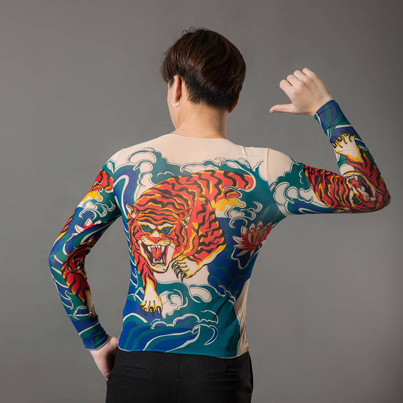 Unisex Tattoo Novelty Arts Print Long Sleeve Rock Design Party