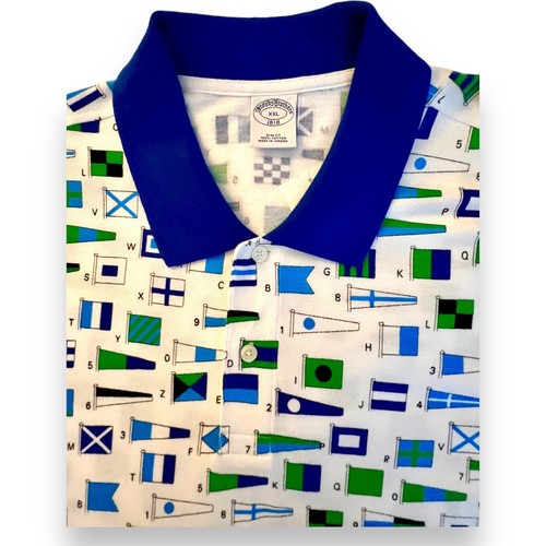 BROOKS BROTHERS New Men’s XXL Nautical Flags Polo Golf Shirt Blue Sail Pique 2XL - Picture 20 of 24