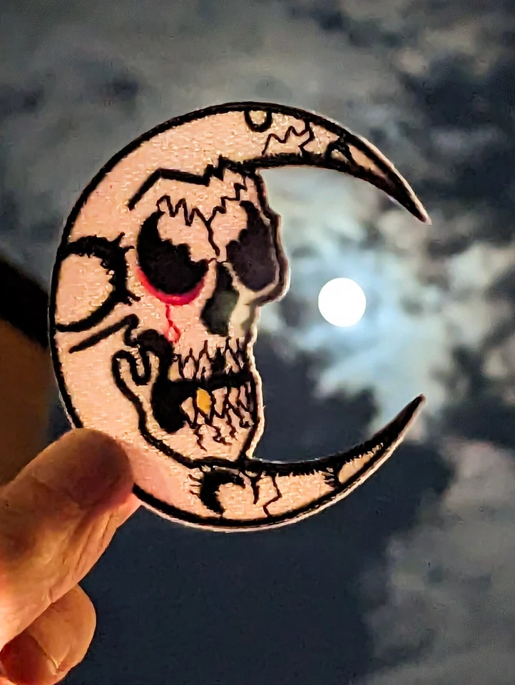 Lot 4 Patches Halloween Black Cat Mystical All Seeing Eye Heart Skull Iron On - Image 2 of 4