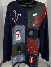 VTG Croft  Barrow Winter Christmas Holiday Christmas Sweater Zip 1X