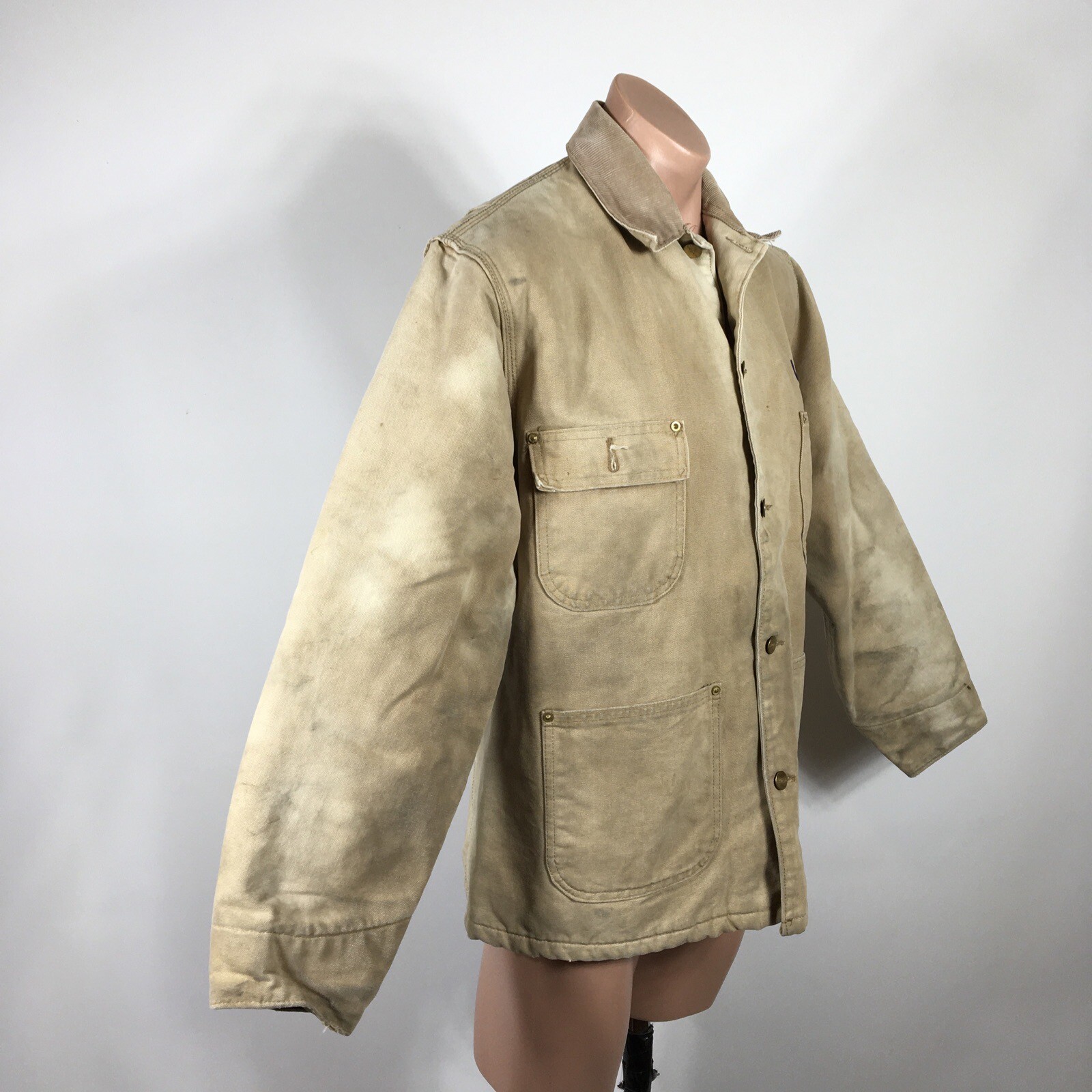 Vintage 1989 Carhartt Blanket Lined Chore Jacket 40R USA Brown Canvas UOP Saftey thumbnail 6