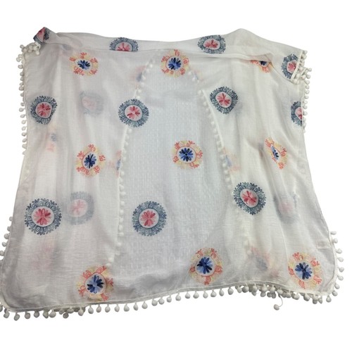 Anthropologie/Do everything in love white multicolor pom pom beach kimono o/s - Picture 2 of 7