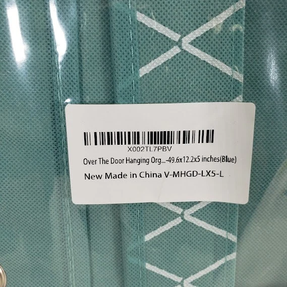 Over The Door Hanging Hooks Organizer 4 Tier  Storage Pockets Blue/Green - Image 2 of 4