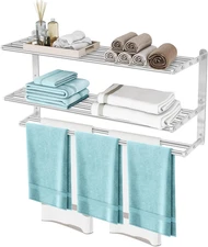 3 Tier Towel Racks for Bathroom Wall Mounted, 32 inch Bathroom Shelf with Towel