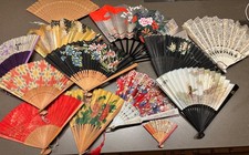 Vintage Wooden Lace Paper Fabric Bamboo Hand Fold Up Fans 13 Different Styles