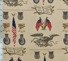 Patriotic American Eagle Liberty Flag Quilt Cotton Fabric Red White Blue BTY