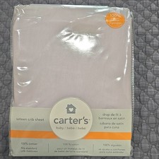 Carter's Solid Gray Fitted Crib Sheet 100 Cotton Fits Standard Crib Mattress