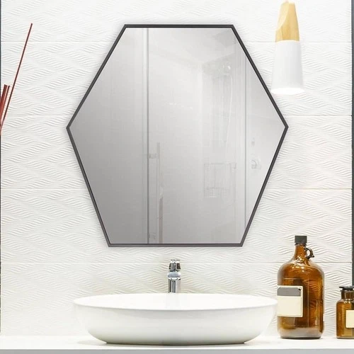 Howard Elliott Hexad 30" x 30" Graphite Hexagonal Wall Mirror - Picture 1 of 6