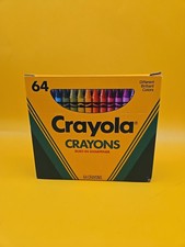 Vintage 1990 Crayola Crayons 64 Box with Dandelion Sharpener NEW As Seen Rare