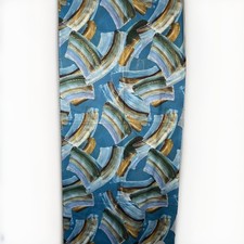 Abstract Blue and Tan W Gold Cashmere Cotton Blend Shawl Wrap Scarf 74  x27  Art