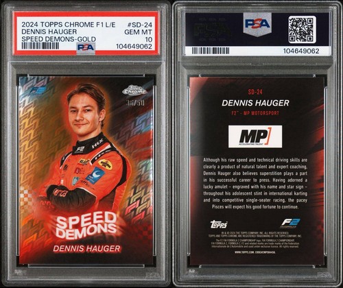 2024 TOPPS CHROME F1 L/E DENNIS HAUGER 36/50 SPEED DEMONS-GOLD PSA 10 - Picture 4 of 4