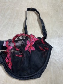 Agent Provocateur Sheer Black/Pink Embroidered Clementina Bra Sze 36DD