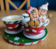 Yankee Candle Christmas Gingerbread cookies in Tea Cups Tealight Candle Holder
