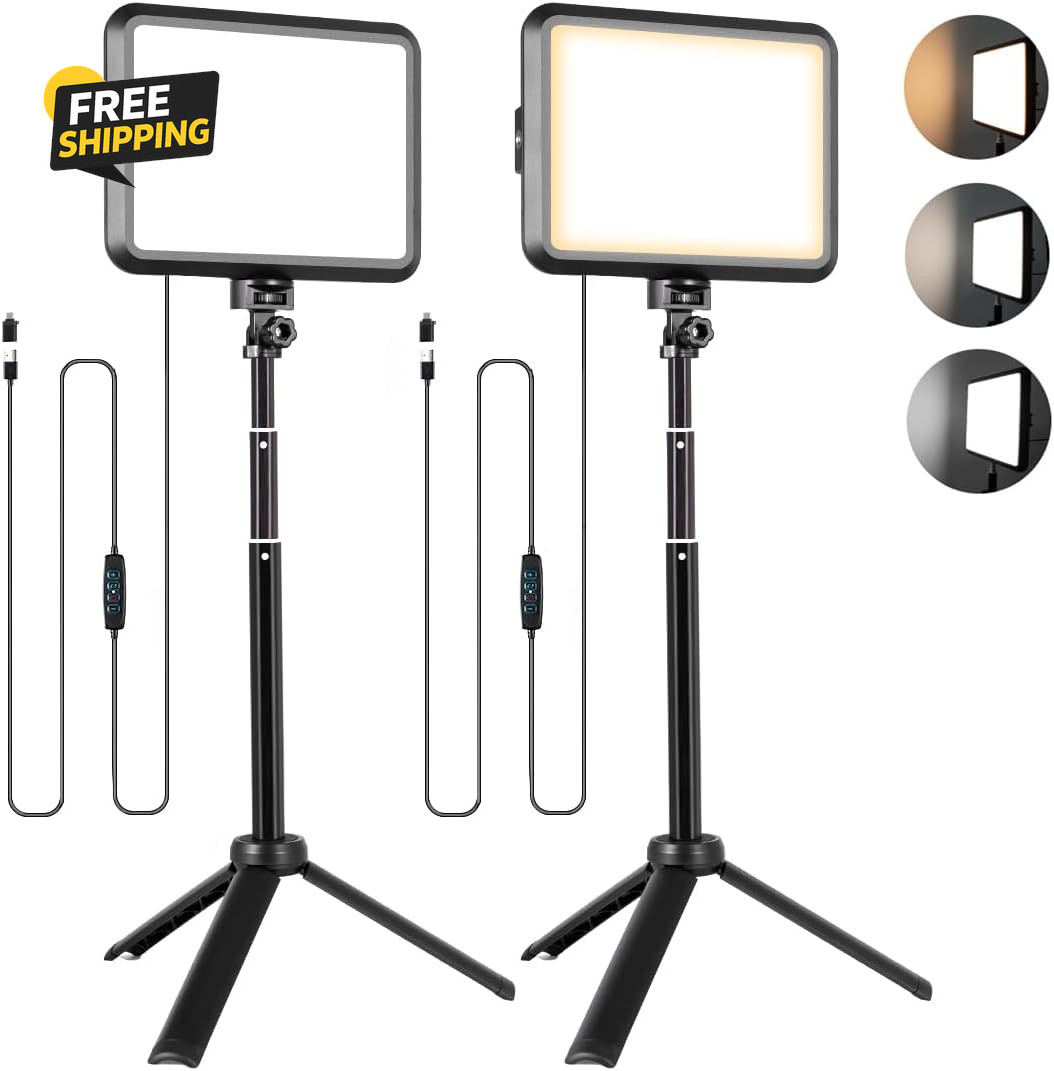 LED Photography Lighting Kit, 2-Pack 8” Portable Video Light