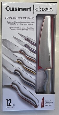 Cuisinart Classic Stainless 12pc Knife Set w/Color Band Blade Guards