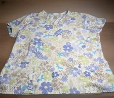 SB Scrubs Scrub Top Floral Womens Size XL Tie Back