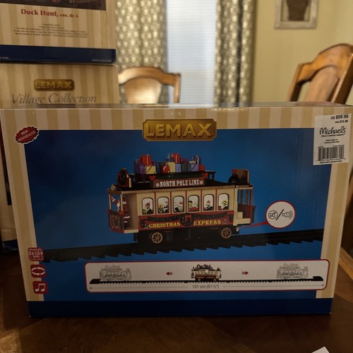 Lemax Santa's Cable Car Village Figurine Train North Pole Line Sounds
