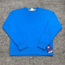 NWT Champion Powerblend Fleece Pullover Sweatshirt Mens M Blue Crewneck C Logo