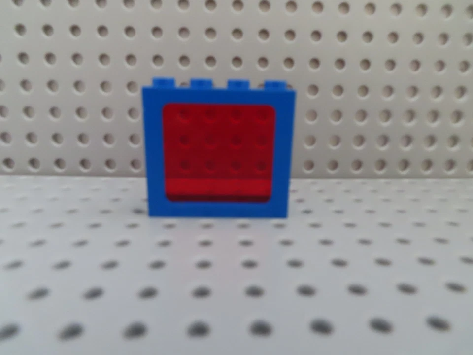 Lego 1 x Fenster Rahmen 6656 blau 1x4x3 Fenster 3855 transparen rot - Bild 1 von 1