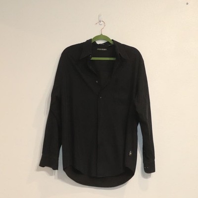 John Henry Black Sueded Button Up Sz M