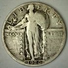 1926 S Silver Standing Liberty Quarter 25c US Coin Very Good Circulated